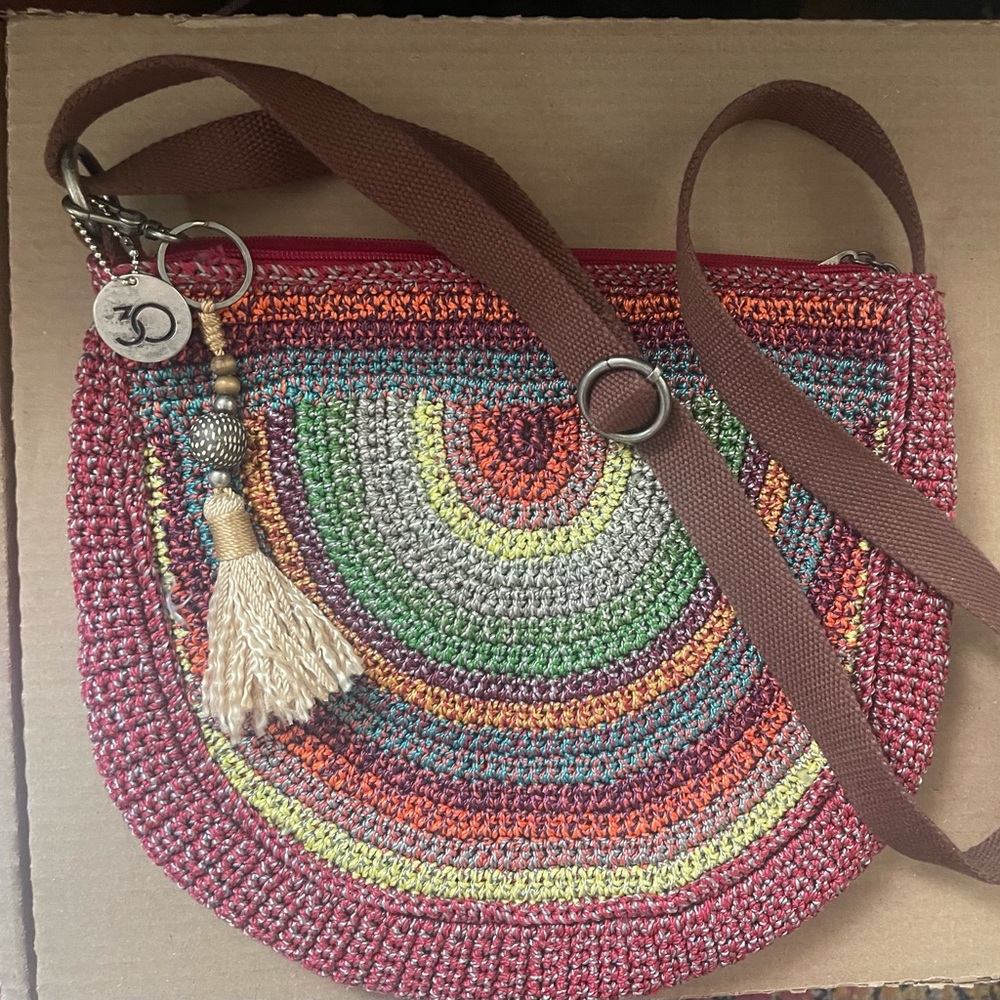 The Sak limited edition, 30 year anniversary, colorful crochet crossbody bag.